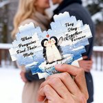 Personalized Penguin Couple Heart-Shaped Building Brick Puzzles Anniversary Valentine's Day Gift for Couple