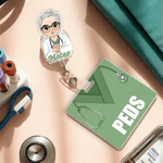 Personalised Cartoon Medical Character Acrylic Badge Reel with Name and Title Appreciation Nurse Week Gift for Doctor Nurse Medical Staff