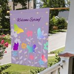 Personlig fargerik sommerfugl vårblomst hageflagg med tekst hagedekor Thanksgiving Day vårsesongen gave til familievenn