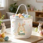 Personalisierte niedliche Ostern Kaninchen große Kapazität Leinwand Osterkorb mit Namen Eier Jagd Partei Ostern Tag Geschenk für Kinder