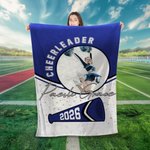 Personalized Game Day Cheerleader Megaphone Soft Photo Throw Blanket with Name and Year Home Decor Birthday Team Gift for Cheerleaders
