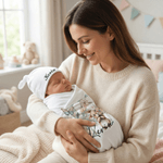 Personalisierte niedlichen Blumenstrauß Hase 100% Baumwolle wickeln Decke und Hut Set mit Namen Ostern Geburtstag Baby Dusche Geschenk für Neugeborene Babys