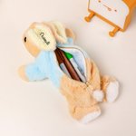 Personalised Bunny Rabbit Plush Pencil Case with Embroidered Name School Stationery Christmas Back to School Easter Gift for Kids