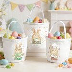 Personalisierte niedliche Ostern Kaninchen große Kapazität Leinwand Osterkorb mit Namen Eier Jagd Partei Ostern Tag Geschenk für Kinder