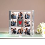 Gepersonaliseerde Hart I LOVE YOU 8-foto Collage Vierkant Acrylbord Bureau Decoratie Valentijnsdag Jubileum Cadeau voor Koppels