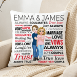 Personalized Always Soulmates Cartoon Couple Character Pillow Cover with Name Home Decor Birthday Valentine's Day Wedding Party Gift for Couple