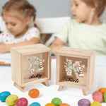 Personalised Floral Cartoon Bunny Wooden Clear Window Money Box Piggy Bank with Name and Initial Easter Gift for Boys and Girls
