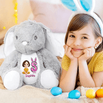Personalized Cute Cartoon Character Initial Bunny Stuffed Toy with Name Easter Birthday Gift for Kids
