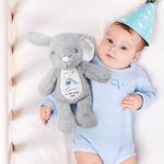 Personalised Cute Flowers Rabbit Initial Soft Bunny Plush Stuffed Toy with Name and Year First Easter Gift for Newborns Kids