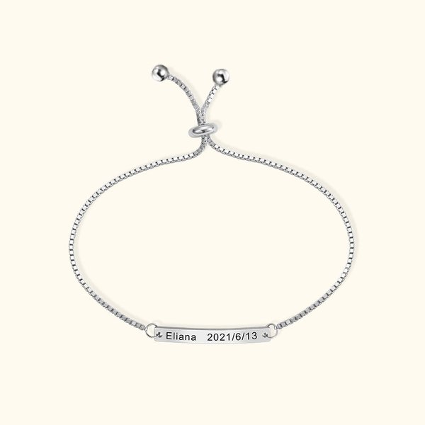 Personalised Engraved Adjustable Length Bar Bracelet