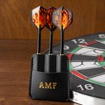 Henkilökohtainen PU Nahka Dart Case kaiverrettu teksti ja Holding 3 Darts Tournament tarvikkeet syntymäpäivälahja Dart ystäville