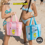 Personalised Long-Tailed Leopard Marsupilami Mesh Beach Tote Bag with Name Summer Holiday Birthday Gift for Women | Callie × Marsupilami®