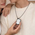 Personalised Engraved Lip Print Kiss Men's Necklace with Name Text Valentine's Day Anniversary Gift for Him