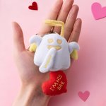 Personalised Love Heart Glow-In-The-Dark Cute Boo Plush Angel Devil Keychain with Name and Text Valentine's Day Gift for Couples