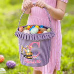 Personalisierte niedliche Bagger Kaninchenohren Osterei Plaid Osterkorb mit Initial und Name Ostereiersuche Geschenk für Jungen Mädchen