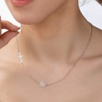 Personalised Christian Cross Birth Flower Necklace Christening Birthday Anniversary Valentine's Day Gift for Women Christians