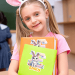 Personalized Cute Easter Bunny Initial Waterproof Sticker with Name Easter Party Gift Decoration for Kids