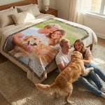 Personalized Photo Design Soft Throw Blanket with Tassel Home Decor Birthday Anniversary Gift for Family Friend