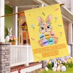 Personlig flerfarget søt krans Bunny påskeegg hageflagg med navn utendørs dekor påskegave til familie og venner