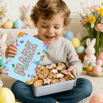 Personalised Easter Egg Butterfly Food Grade Metal Biscuit Tin Storage Box with Name Easter Party Gift for Kids
