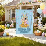 Personlig flerfarget søt krans Bunny påskeegg hageflagg med navn utendørs dekor påskegave til familie og venner
