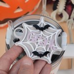 Personalised Spider Web Bat Acrylic Tumbler Plate Tag with Name Accessory for Stanley Cup Halloween Gift for Friends