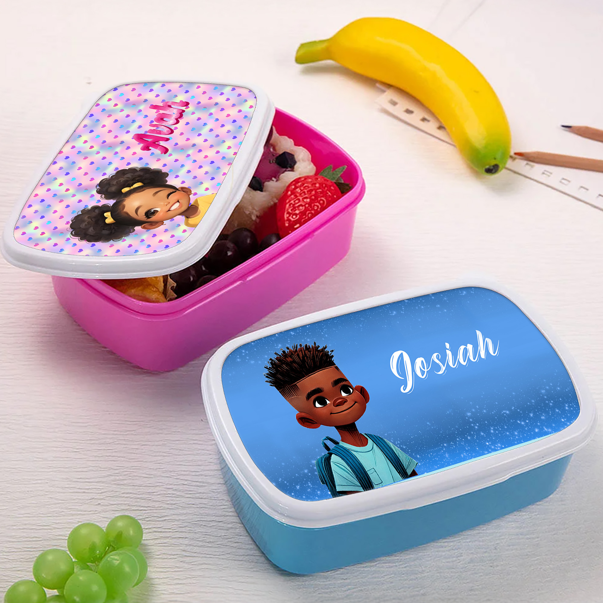 Boîte à lunch personnalisée avec nom pour fille noire garçon Picnic Camping Back to School Birthday Gift for Black Girls Boys