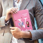 Personalised Birth Flower Cartoon Character Spiral A5 Notebook with Name Initial and Weekly Planner Page Birthday Christmas Gift for Family Friends