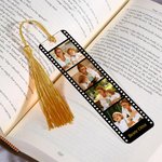 Personalisiertes Fotostreifen Lesezeichen im Filmrolle Design mit 4 Fotos Wunschtext Geburtstag Jahrestag Valentinstag Geschenk für Partner Familie