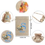 Personalized Cute Bunny Ears Excavator Initial Drawstring Candy Gift Bag with Name Easter Holiday Party Favors Gift for Boys Girls