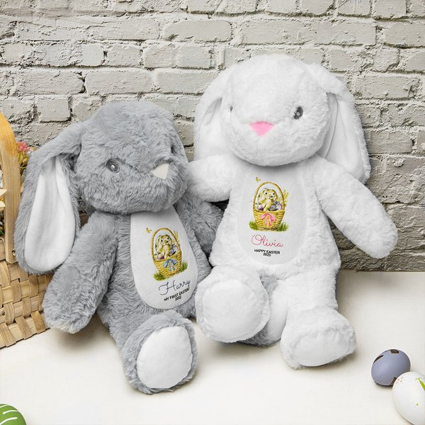 Personalizzato La mia prima Pasqua Coniglietto di peluche con nome e anno Regalo di Pasqua per i bambini
