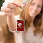 Personlig nyckelring i akryl med namn Födelseblomma i kristallstil Emaljeeffekt Stämpel Födelsedag Alla hjärtans dag Present till bästa vän Mamma