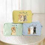 Personalised Hand-Painted Watercolor Style Pet Photo Makeup Bag with Name Daily Travel Birthday Gift for Pet Lovers Owners