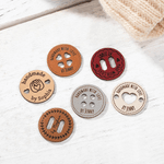 Personalized Handmade with Love PU Leather Button Set of 10 Clothing Hat Labels with Engraved Name Birthday Gift for Knitting Crocheting Lovers