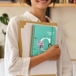 Personalised Birth Flower Cartoon Character Spiral A5 Notebook with Name Initial and Weekly Planner Page Birthday Christmas Gift for Family Friends