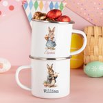 Lait de Pâques Personnalisé 12 oz Mug émaillé Drawstring Treat Bag Set with Name Happy Easter Gift for Boys Girls