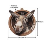 Ornement personnalisé en bois en forme d'âne avec nom Cadeau d'anniversaire pour les fermiers et les amoureux des ânes