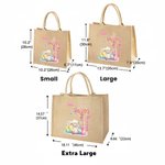 Personalised He Is Risen Cross Sheep Jute Tote Bag with Name Egg Hunting Accessories Easter Gift for Boys Girls