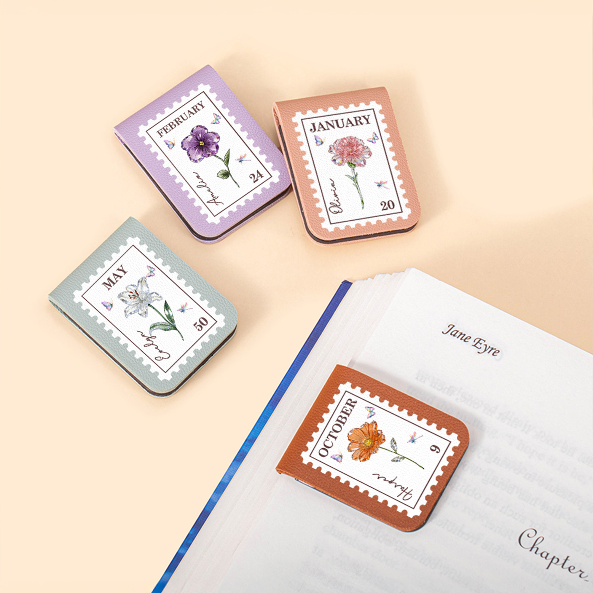 Marque-page magnétique en cuir PU avec nom Cadeau d'anniversaire pour les amoureux des livres et les amis