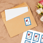 Personalised Crystal Birth Flower Postage Stamp Design Stickers with Initials Face Value Biryhday Gift for Family Friends