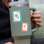 Personalised Crystal Birth Flower Postage Stamp Design Stickers with Initials Face Value Biryhday Gift for Family Friends