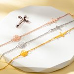 Personalised Christian Cross Birth Flower Necklace Christening Birthday Anniversary Valentine's Day Gift for Women Christians