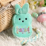 Porte-monnaie en peluche lapin personnalisé avec nom et dragonne Panier de Pâques Cadeau de fête de Pâques pour les enfants