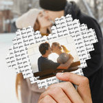 Personalised Love Heart ABS Stand Building Brick Puzzles with Photo and Text Room Decor Anniversary Valentine's Day Gift for Couple