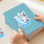 Personalized Cute Easter Bunny Initial Waterproof Sticker with Name Easter Party Gift Decoration for Kids