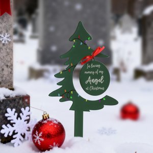 Personalized Christmas Tree Acrylic Memorial Grave Marker with Name Grave Decoration Memorial Day Sympathy Gift for Loss of Love