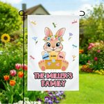 Personlig flerfarget søt krans Bunny påskeegg hageflagg med navn utendørs dekor påskegave til familie og venner