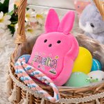 Porte-monnaie en peluche lapin personnalisé avec nom et dragonne Panier de Pâques Cadeau de fête de Pâques pour les enfants