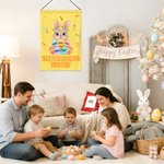 Personlig flerfarget søt krans Bunny påskeegg hageflagg med navn utendørs dekor påskegave til familie og venner