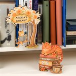 Personalised Reading Cat Swing Wooden Library Sign Book Read Tracker Set with Name and Text Bookshelf Decor Birthday Gift for Readers Book Lovers
